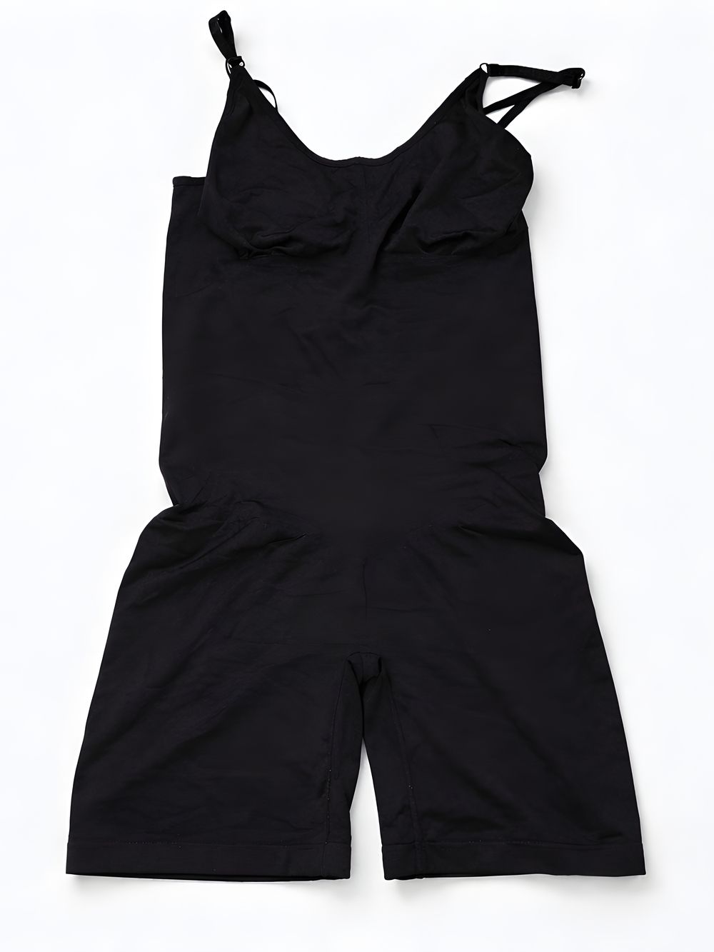 Womens 2X 3X Black Full-Body Shapewear Bodysuit Shorts And Adjustable Straps